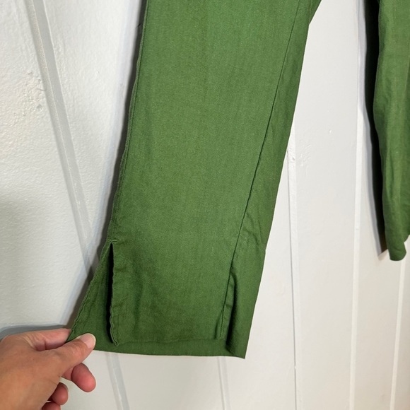 J.Jill Green Linen Pants Stretch Crop Straight Leg Mid Rise Coastal Medium - Picture 5 of 9